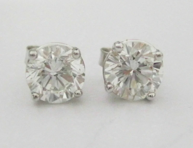 Stud Earrings for Gym Workout -1.41Ct EGL Cert Round Brilliant Cut Diamond Stud Earrings G-H SI1 14k White Gold