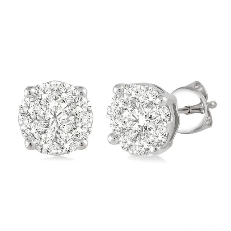 Stud Earrings for Christmas Party -1/4ctw Diamond Cluster Stud Earrings