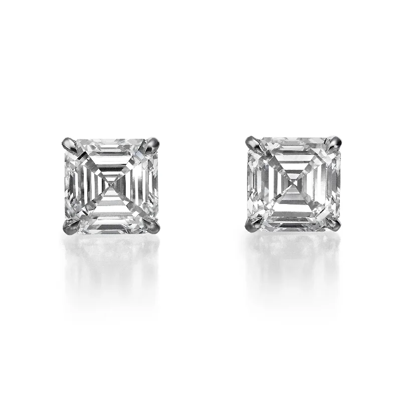 Punk Stud Earrings with Spikes -10.14 Ct Lab Grown Asscher Cut Diamond Stud Earrings