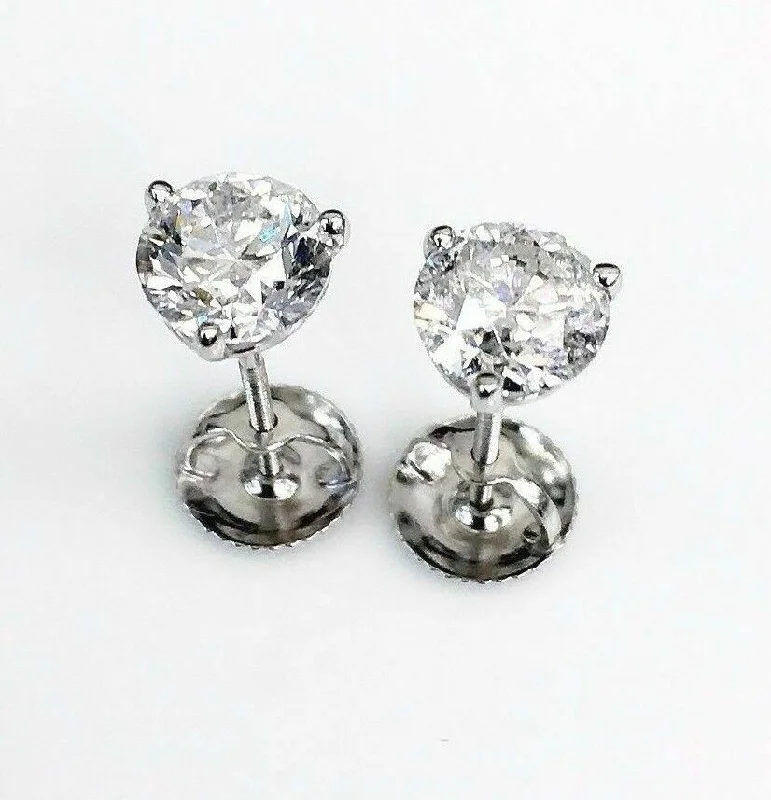 Stud Earrings for Engagement Party -100% Natural Colorless & Shiny 1.47 Carats t.w. Diamond Stud Earrings 14KWG New