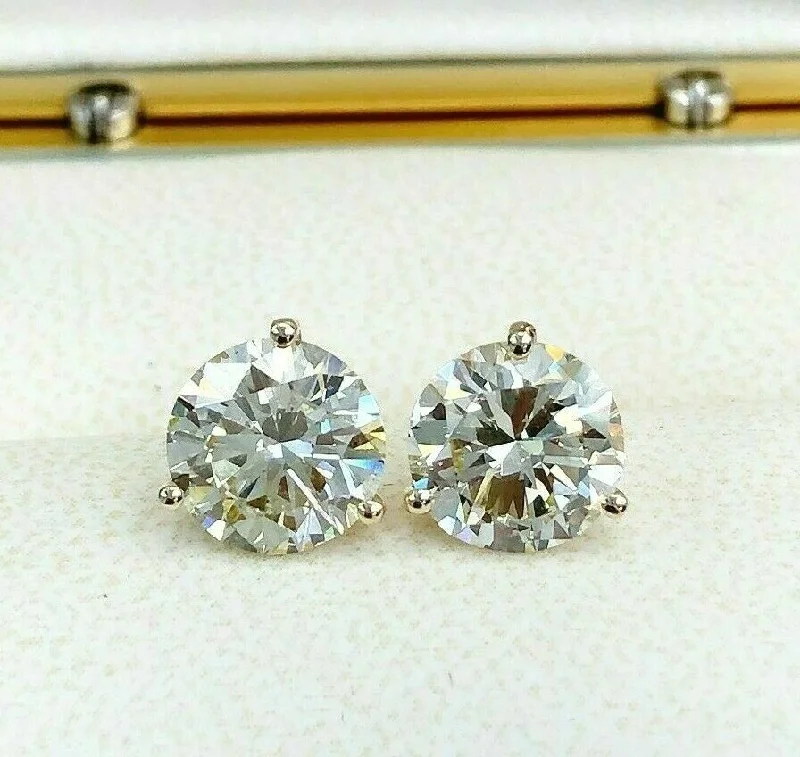 Stud Earrings for Birthday Celebration -100% Natural Colorless & Shiny 4.05 Carats t.w. Diamond Stud Earrings 14KWG New