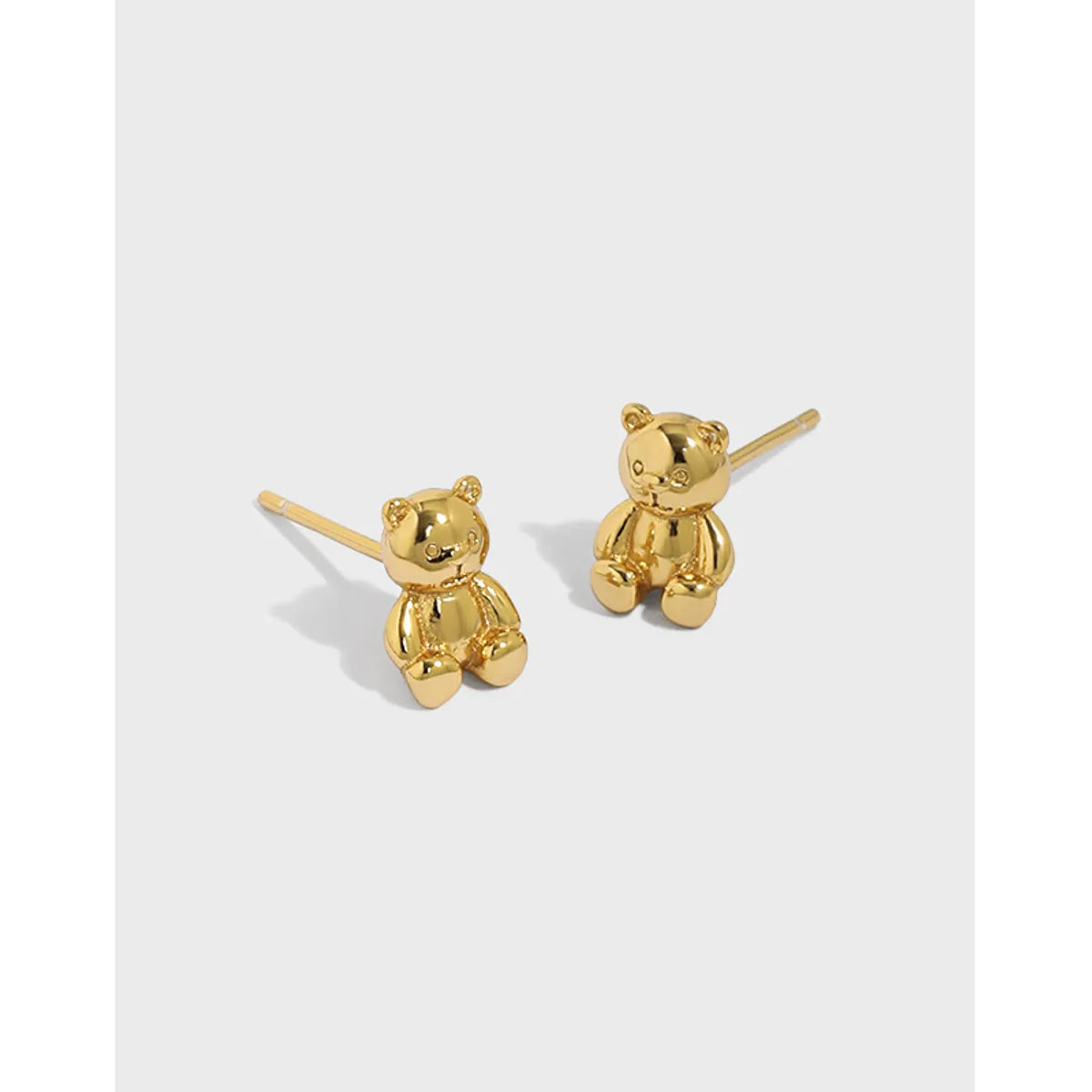 Gold Stud Earrings for Women -119 Korean Style Ins Original Niche Design Sense Minimalistic Temperamental Versatile Bear Texture S925 Sterling Silver Stud Earrings For Women