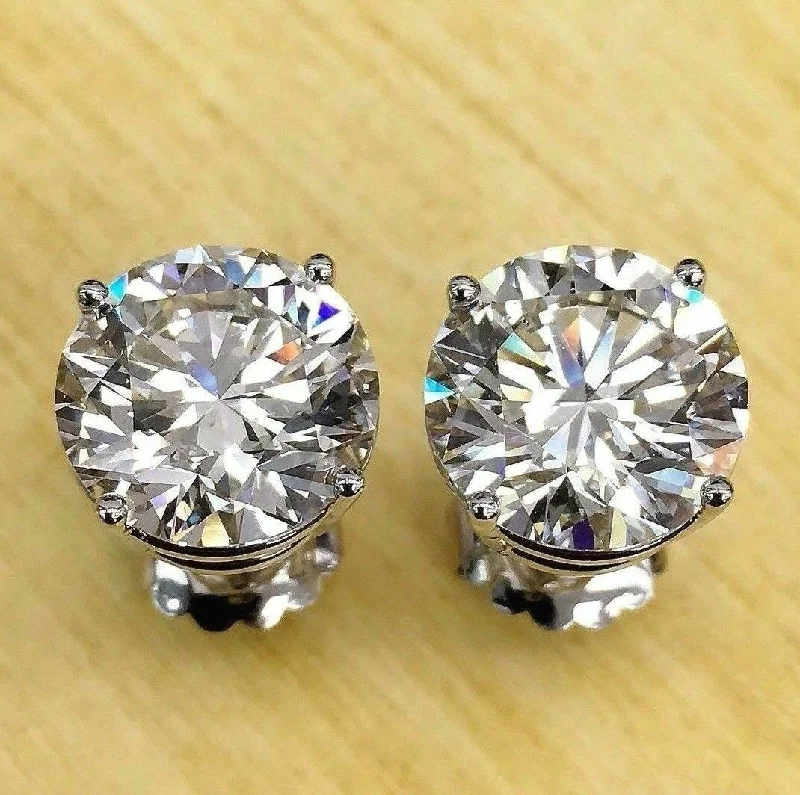 Stud Earrings for Party Look -12.02 Cttw. GIA J SI1 Perfectly Matched Pair Stud Earrings On Platinum IDEAL CUT