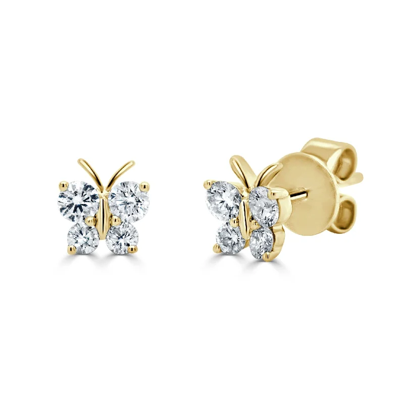 Star Shaped Stud Earrings for Charm -14k Gold & Diamond Butterfly Stud Earrings