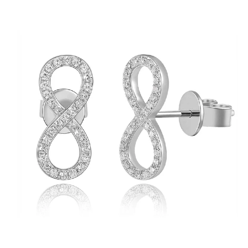 Stud Earrings for Work Attire -14k Gold & Diamond Infinity Stud Earrings