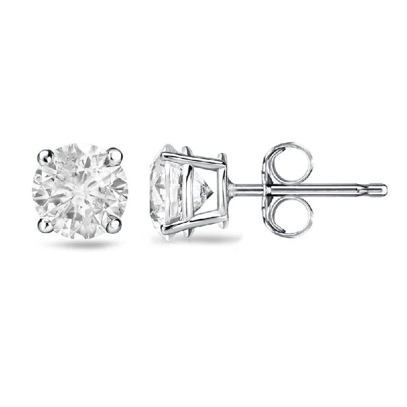 Oval Stud Earrings for Grace -18k Gold 1 1/4ct TW Clarity Enhanced Round Solitaire Diamond Stud Earrings (H-I, I2-I3)