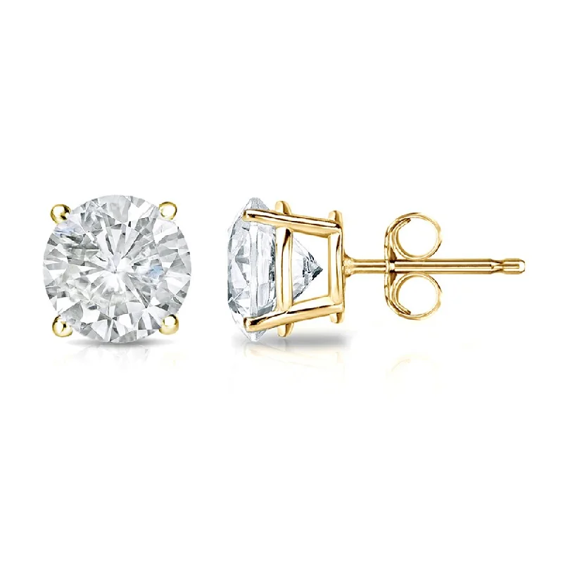 Stud Earrings with Infinity Symbols -18k Gold 1 1/4ct TW Clarity Enhanced Round Solitaire Diamond Stud Earrings (I1-I2)