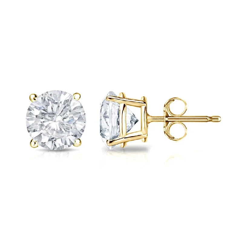 Tarnish Resistant Stud Earrings for Longevity -18k Gold Round 1 1/4ct TW Clarity Enhanced Diamond Stud Earrings (E-F, I1-I2)