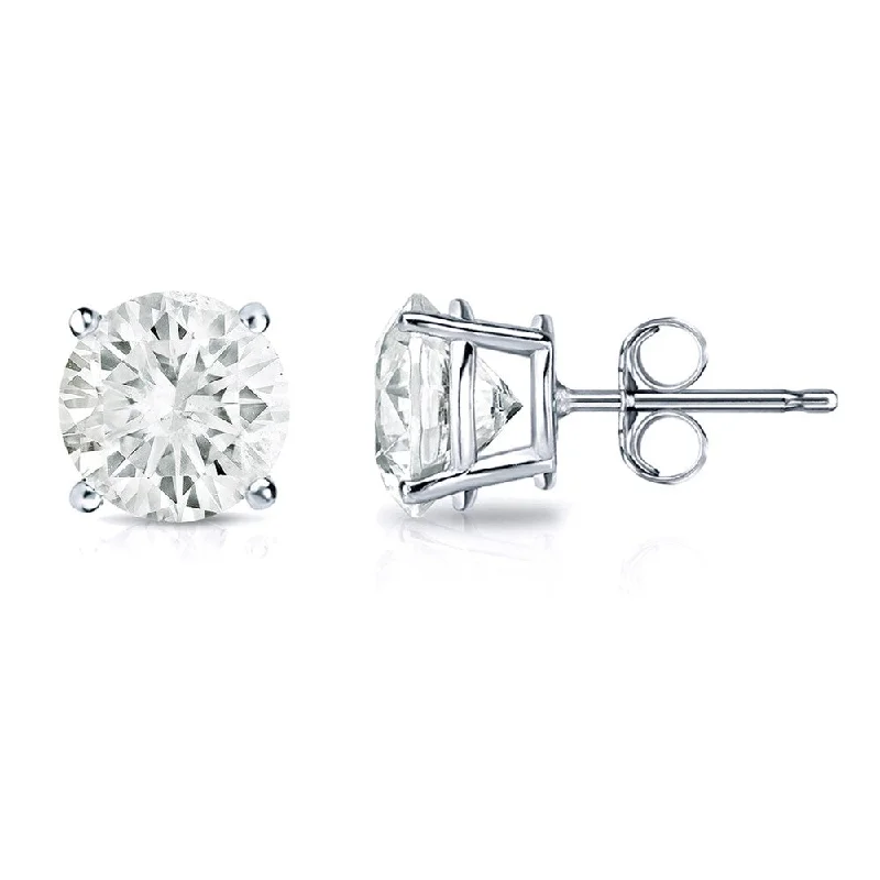 Stud Earrings for Birthday Celebration -18k Gold Round 1ct TW Clarity Enhanced Diamond Stud Earrings (J-K, SI1-SI2)