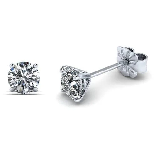 Oval Stud Earrings for Grace -1 Carat Round Cut Lab Grown Diamond 4 Prong Solitaire Stud Earrings