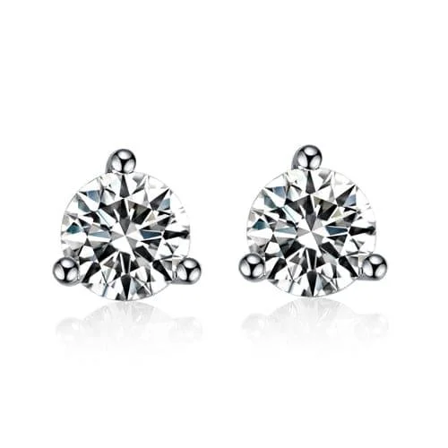 Bohemian Stud Earrings with Tassels -1 Carat Round Cut Lab Grown Diamond 3 Prong Solitaire Stud Earrings