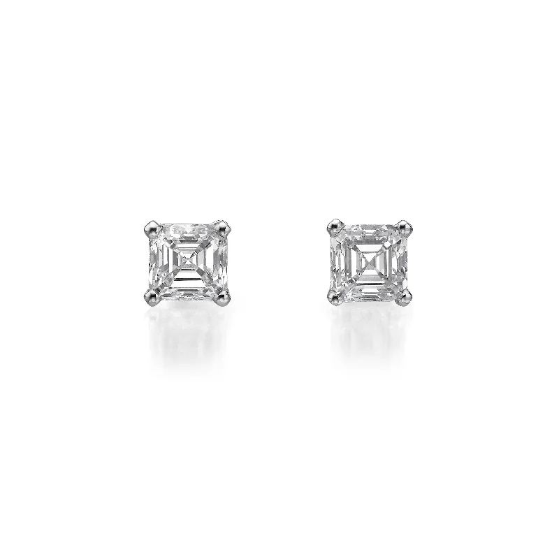 Minimalist Stud Earrings with Simplicity -2 ct Asscher Cut Diamond Stud Earrings