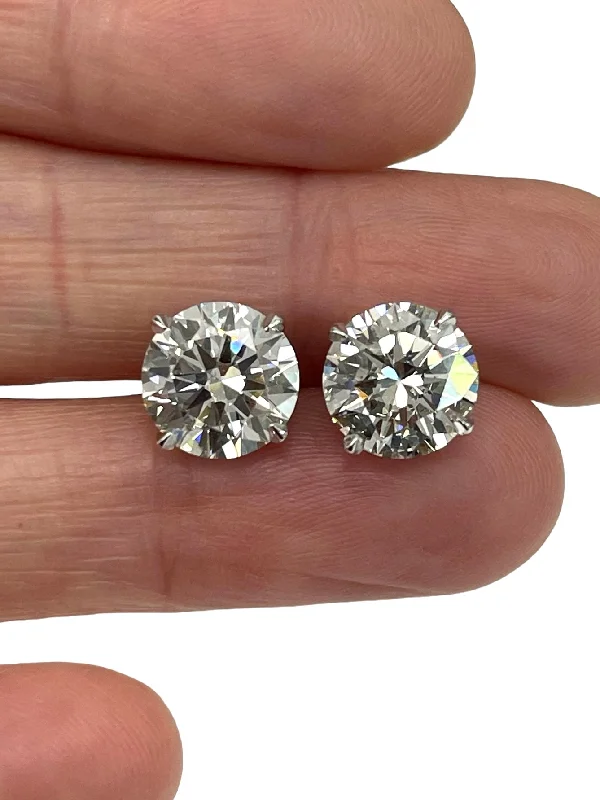 Stud Earrings for Beach Outfit -4.54 Carats GIA Certified Round Brilliants Diamond Stud Earrings White Gold