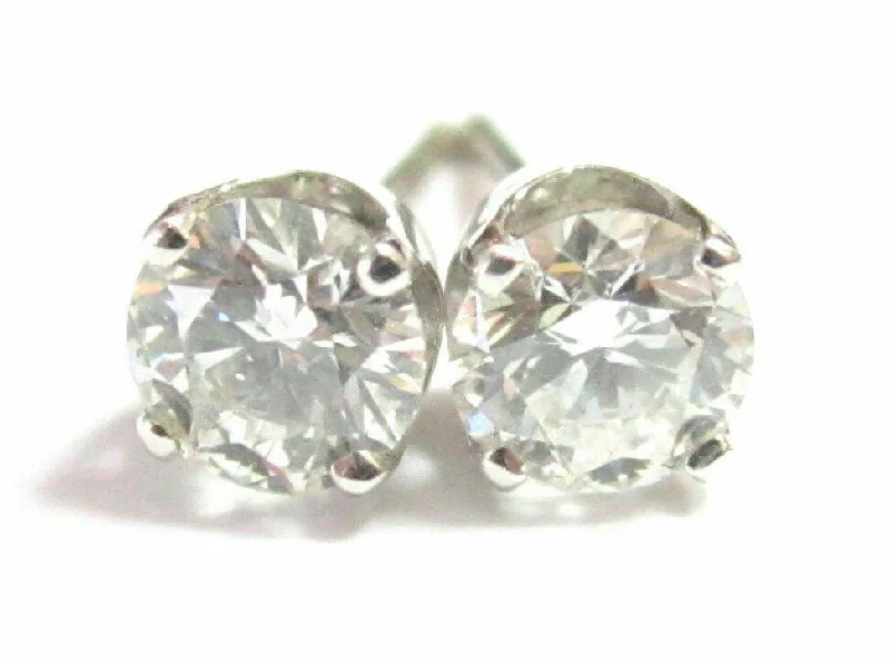 Stud Earrings with Floral Motifs -.69 Total Carats Round Cut Diamond Stud Earrings Push Back G-H SI1 14k WhiteGold