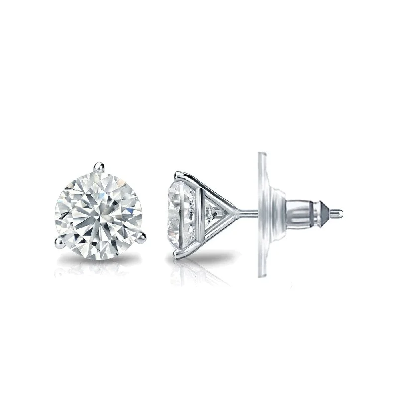 Stud Earrings with Star Motifs -Auriya 1 1/2ctw 3 Prong Martini Set Round Diamond Stud Earrings 14K Gold GIA Certified