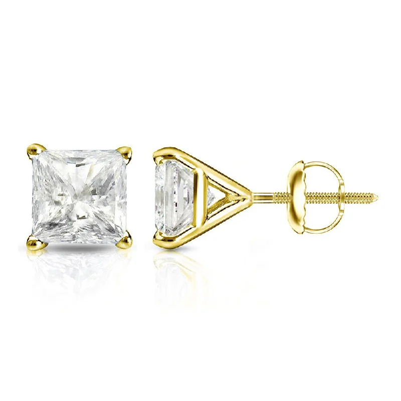 Stud Earrings with Star Motifs -Auriya 1/2ctw Princess-cut Diamond Stud Earrings 14k Gold Martini-set (J-K, I2-I3)