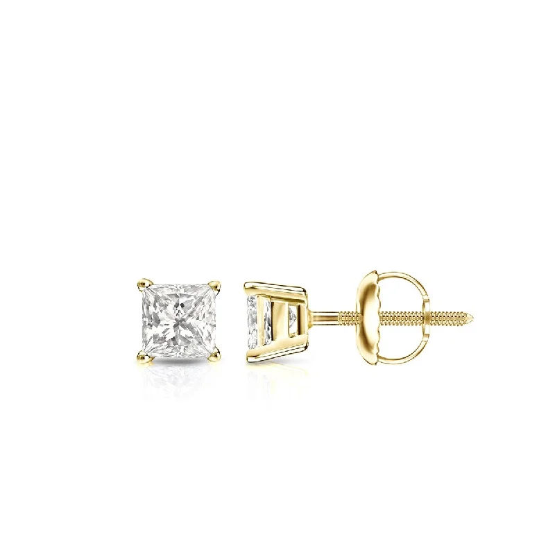 Stud Earrings for Beach Outfit -Auriya 14k Gold 0.33ctw Princess-cut Diamond Stud Earrings