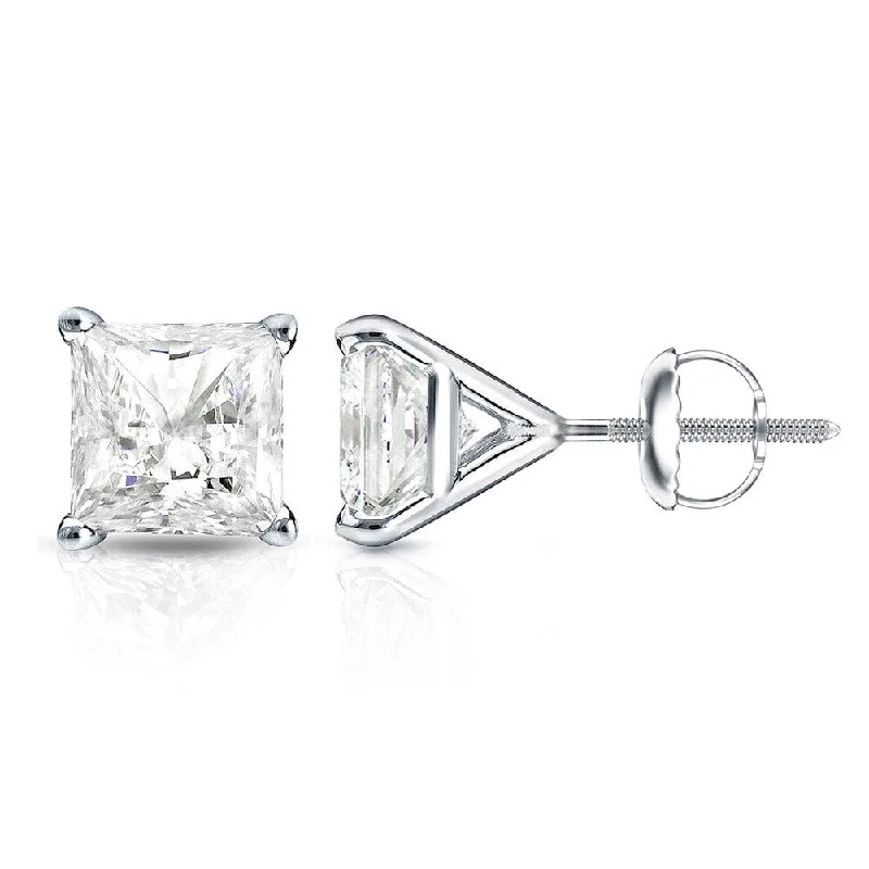 Stud Earrings for Work Attire -Auriya 14k Gold 0.75ctw Princess-cut Diamond Stud Earrings Martini-set