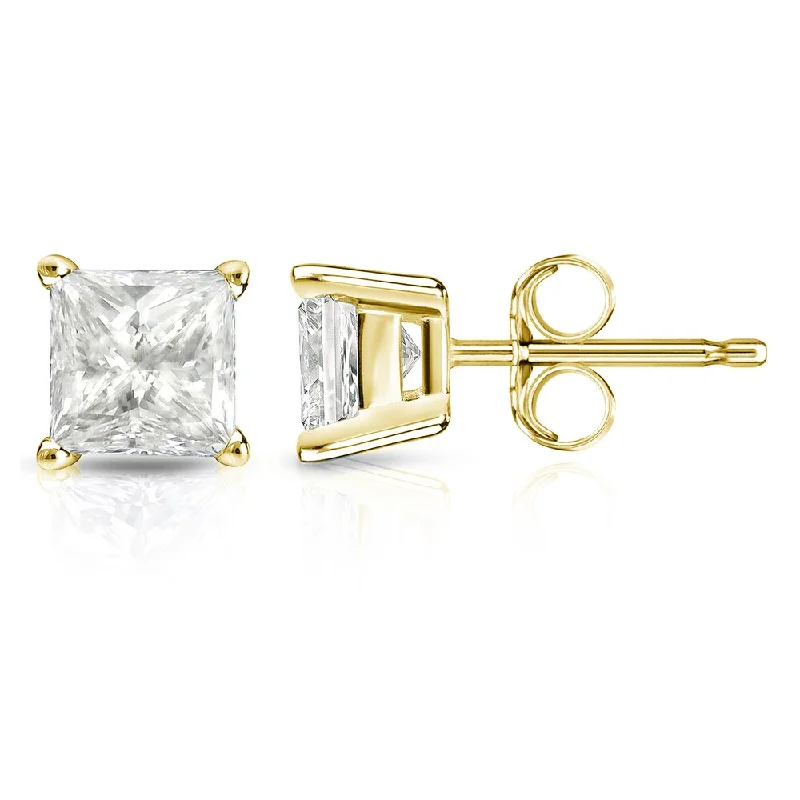 Stud Earrings for Festival Style -Auriya 14k Gold 1 1/2ctw Princess-cut Diamond Stud Earrings (I-J, I1-I2)