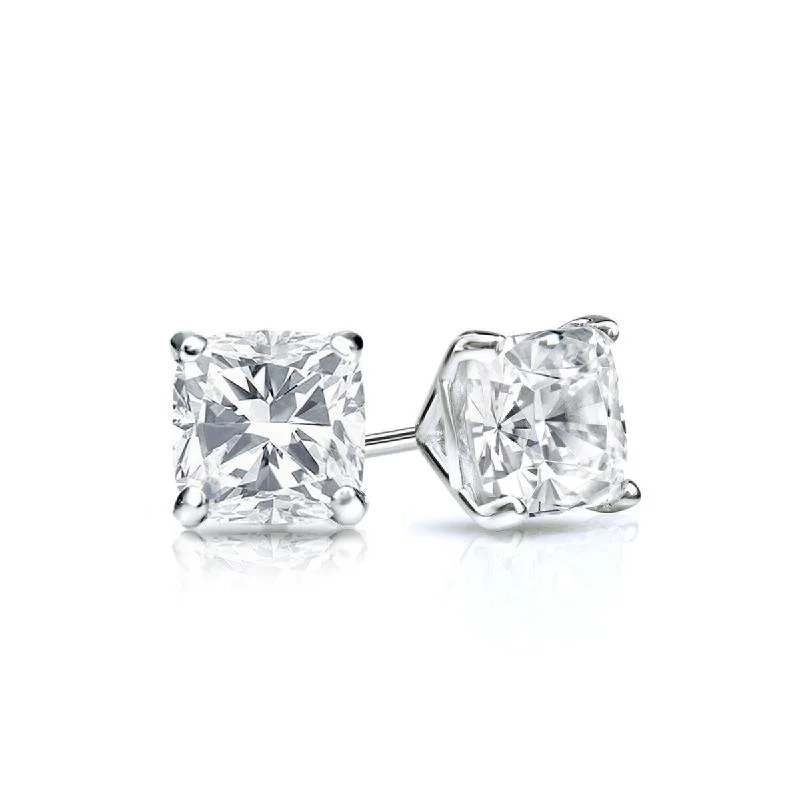 Stud Earrings with Wave Designs -Auriya 14k Gold 1/2ctw Cushion Cut Diamond Stud Earrings (H-I, SI1-SI2)