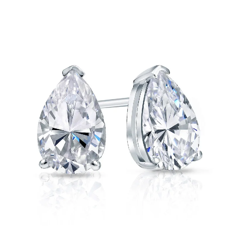 Triple Stud Earrings for Layered -Auriya 14k Gold 1/2ctw Pear Shape Diamond Stud Earrings (I-J, I1-I2)