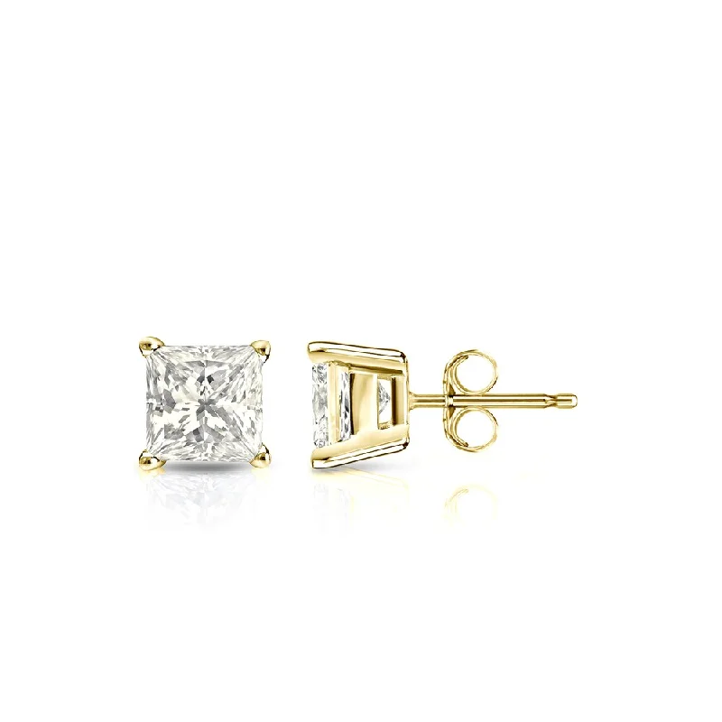 Stud Earrings with Keyhole Designs -Auriya 14k Gold 1/2ctw Princess-cut Diamond Stud Earrings (J-K, I2-I3)