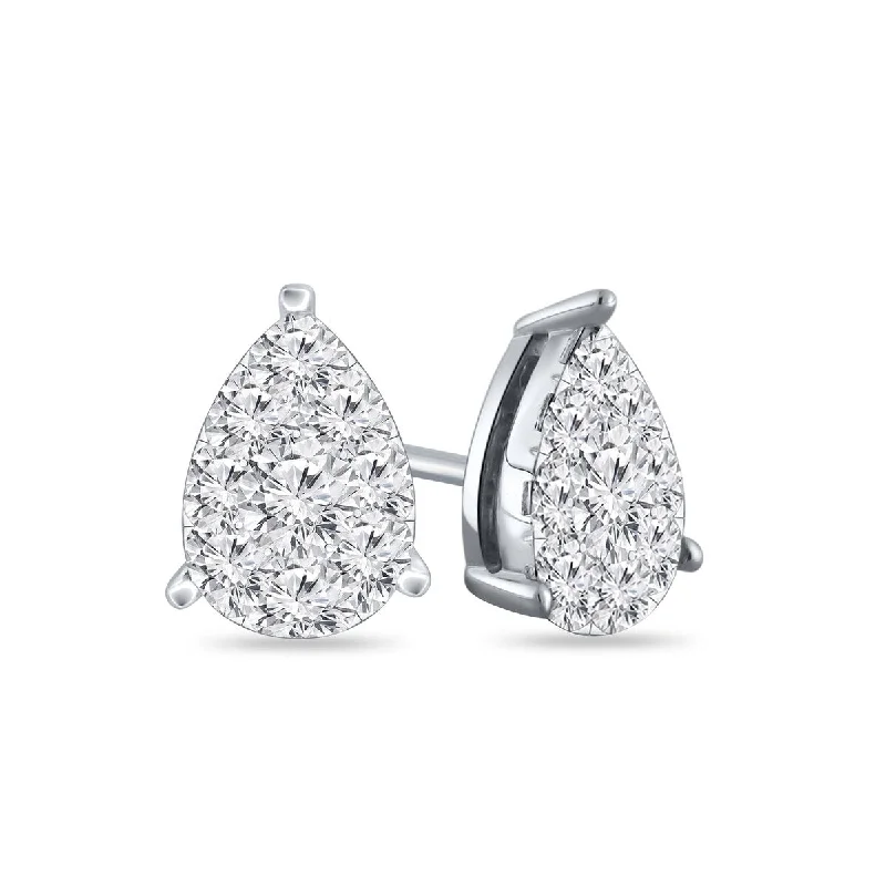 Stud Earrings for Valentine's Day -Auriya 14k Gold 1/4ctw Teardrop Pave Diamond Stud Earrings (H-I, I1-I2)