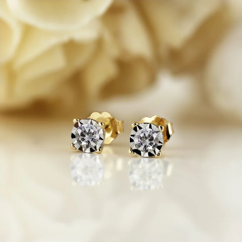 Stud Earrings with Pearls and Diamonds -Auriya 14k Gold 1/6ctw Round Diamond Stud Earrings (G-H, SI1-SI2)