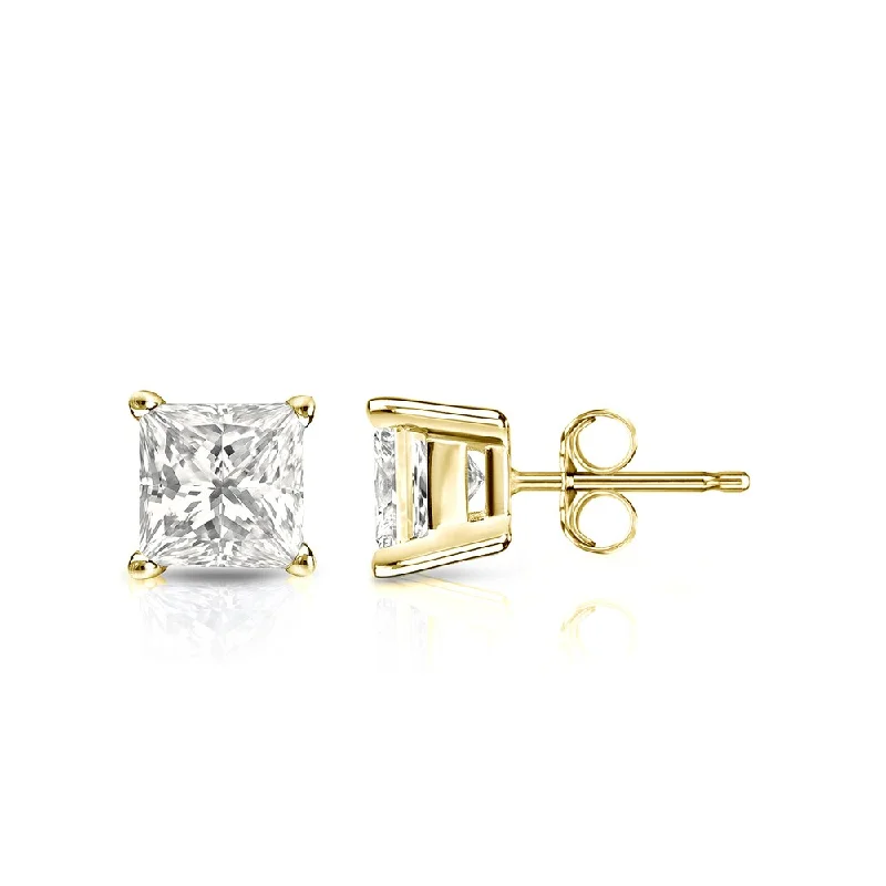 Gemstone Stud Earrings for Color -Auriya 14k Gold 1ctw Princess-cut Diamond Stud Earrings (I-J, I1-I2)