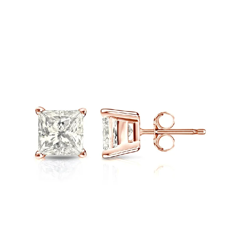 Punk Stud Earrings with Spikes -Auriya 14k Gold 1ctw Princess-cut Diamond Stud Earrings (J-K, I2-I3)