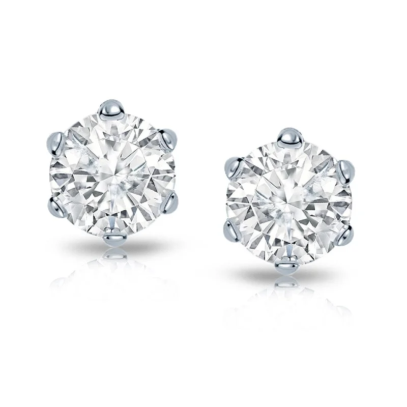 Stud Earrings for Shopping Trip -Auriya 14k Gold 2ctw Round Diamond Stud Earrings 6-Prong (I-J, I1-I2)