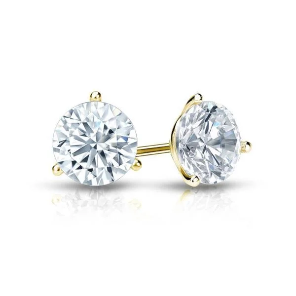 Adjustable Stud Earrings for Custom Fit -Auriya 14k Gold GIA Certified 3.50 carat TDW Secure-Lock 3-Prong Martini Round Diamond Stud Earrings