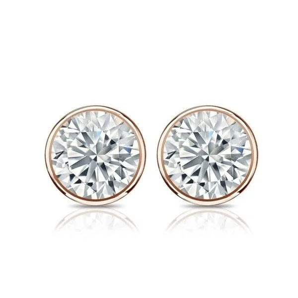 Star Shaped Stud Earrings for Charm -Auriya 3 1/4ct TW Round Bezel Set Diamond Stud Earrings 14kt Gold Certified Lock Back