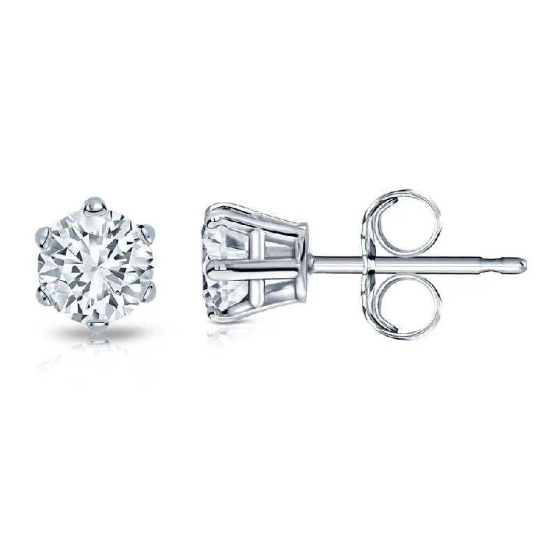 Stud Earrings for Graduation Day -Auriya Round 3/4ct TW Solitaire Diamond Stud Earrings 14k Gold 6-Prong (H-I, SI1-SI2)