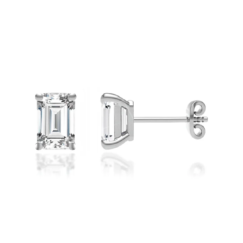 Crystal Stud Earrings for Sparkle -AVIANA - Emerald Lab Diamond 950 Platinum Emerald Stud Earrings