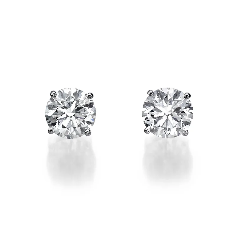 Crystal Stud Earrings for Sparkle -Classic Lab Grown Round Brilliant Cut Diamond Stud Earrings