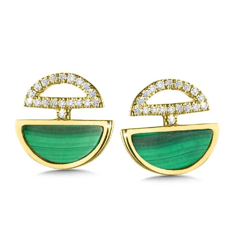 Stud Earrings for Everyday Glamour -DIAMOND & MALACHITE STUD EARRINGS