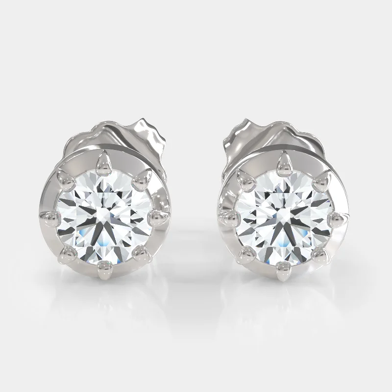 Stud Earrings with Etching -Georgian Cut Diamond Stud Earrings