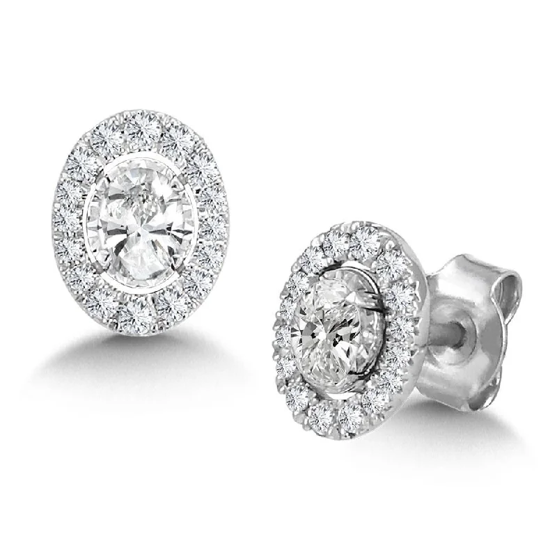 Push Back Stud Earrings for Convenience -OVAL-CUT, DIAMOND STAR, HEAVENLY HALO STUD EARRINGS