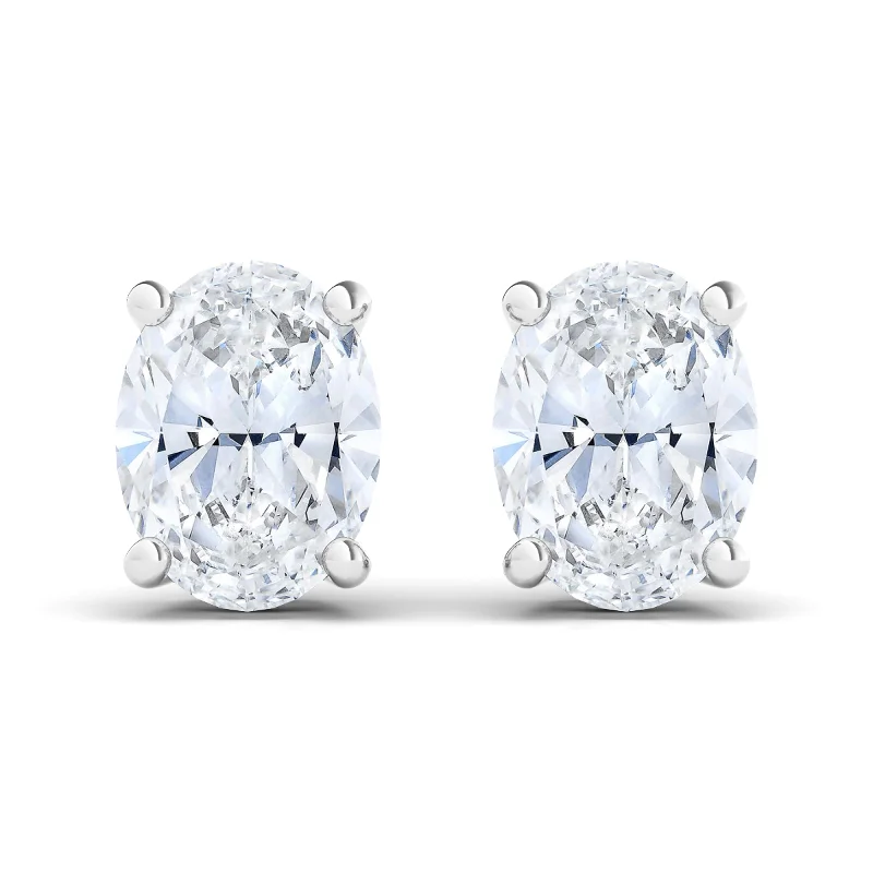 Round Stud Earrings for Classic -Men's Oval Cut Diamond Stud Earrings