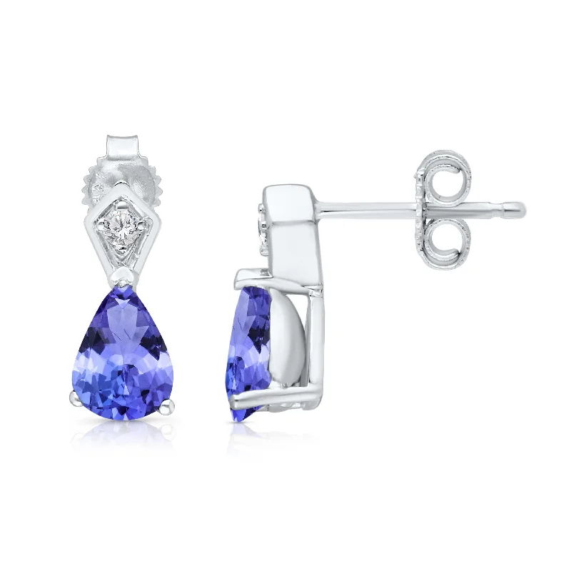 Celtic Stud Earrings with Knotwork -Kallati Tanzanite Diamond Stud Earrings