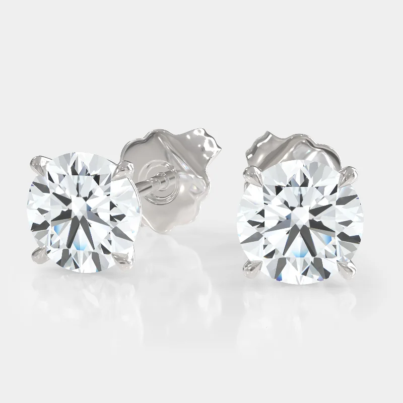 Stud Earrings with Polished Shine -Round Brilliant Diamond Stud Earrings