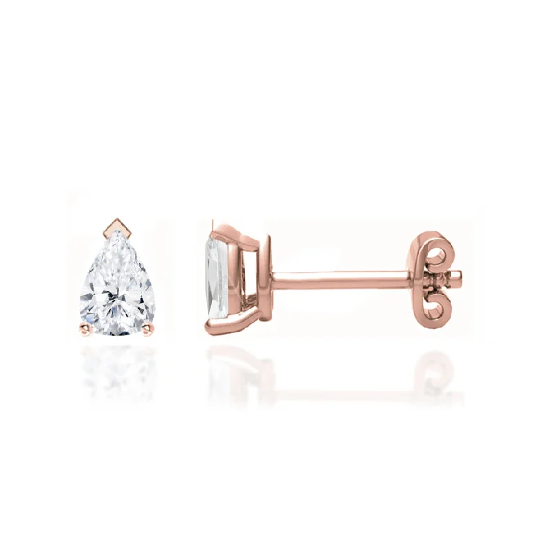 Stud Earrings for Office Wear -SCARLETT - Pear Lab Diamond 18k Rose Gold Stud Earrings