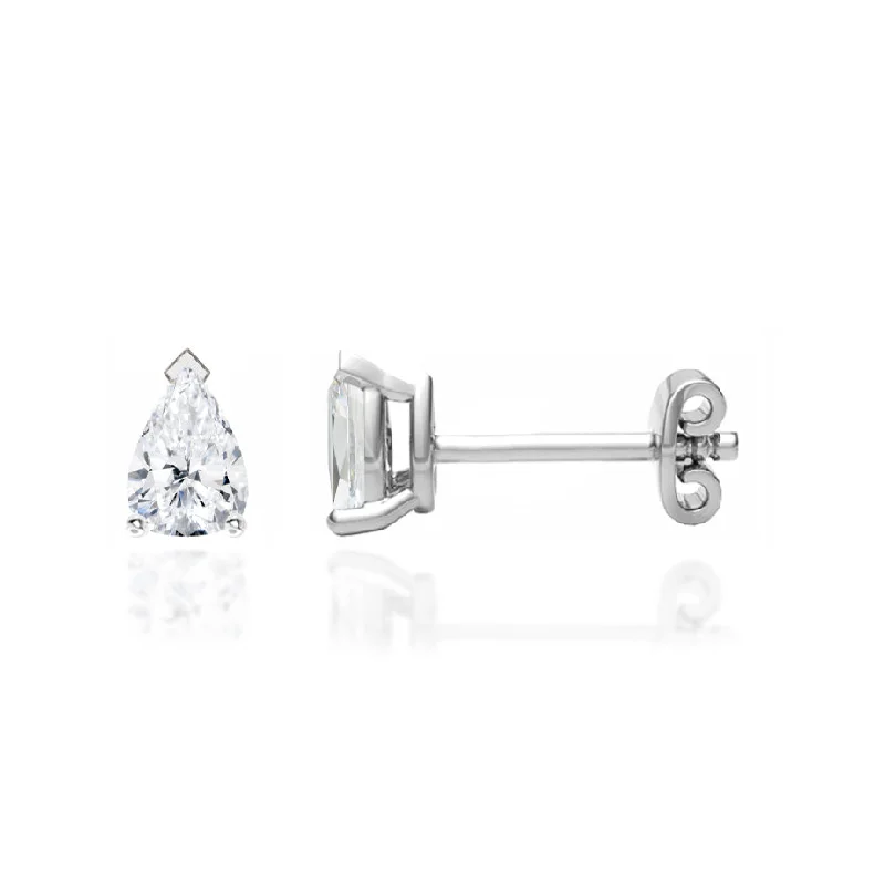 Lead Free Stud Earrings for Health -SCARLETT - Pear Lab Diamond 18k White Gold Stud Earrings