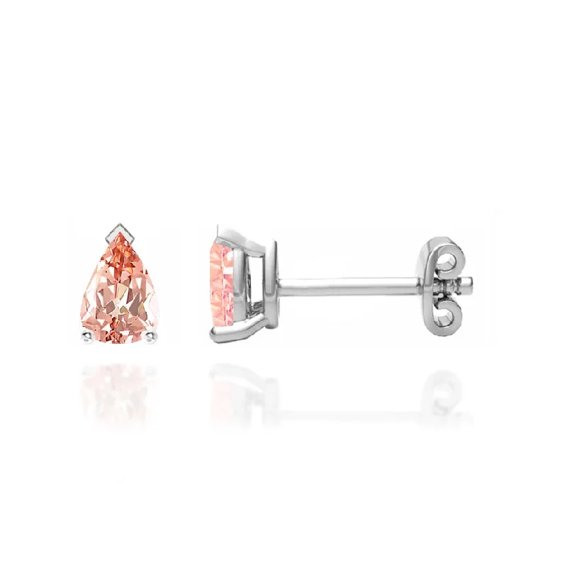 Clip On Stud Earrings for Non Pierced -SCARLETT - Pear Champagne Sapphire 18k White Gold Stud Earrings