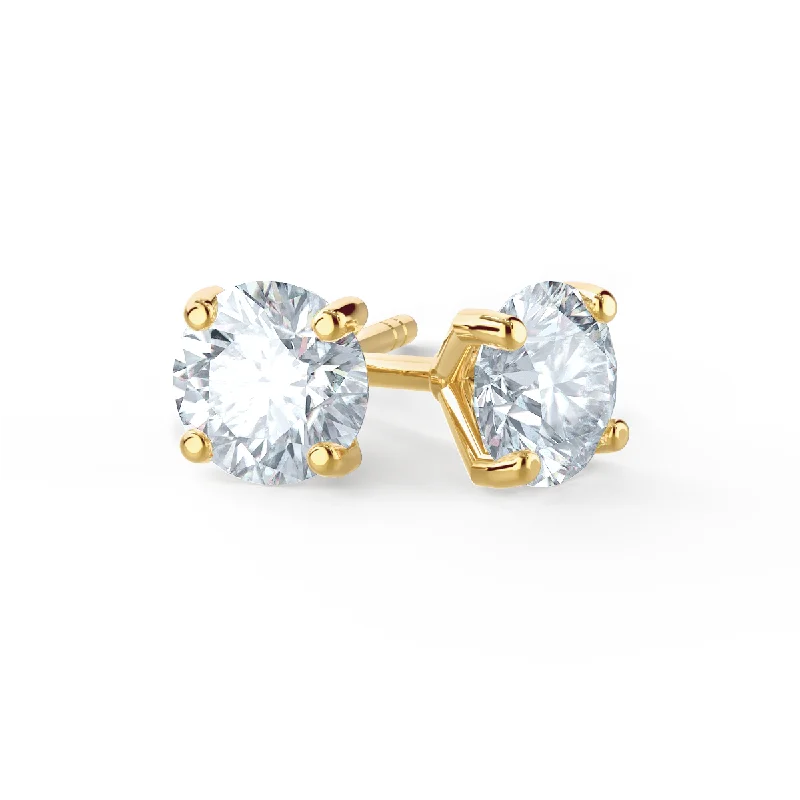 Stud Earrings for Anniversary -SENA - Certified Lab Diamond 18k Yellow Gold Stud Earrings