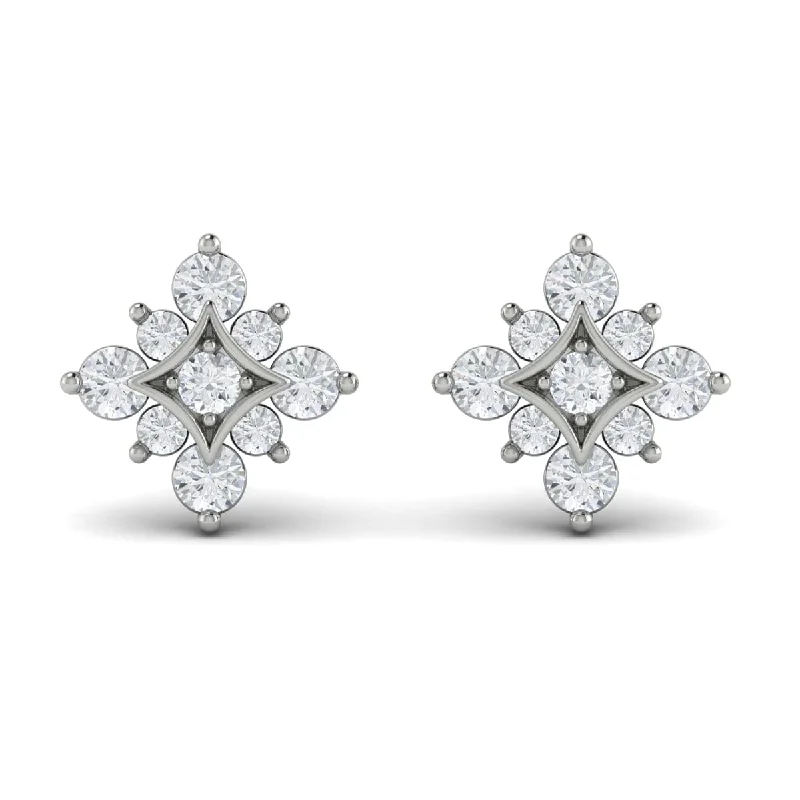 Ethnic Stud Earrings with Tribal Design -Floating Diamond Star Stud Earrings