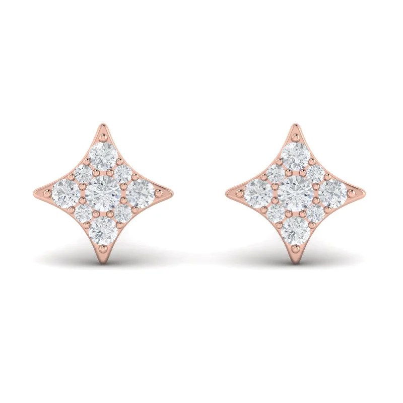 Pearl Stud Earrings for Elegance -Diamond Cluster Star Stud Earrings