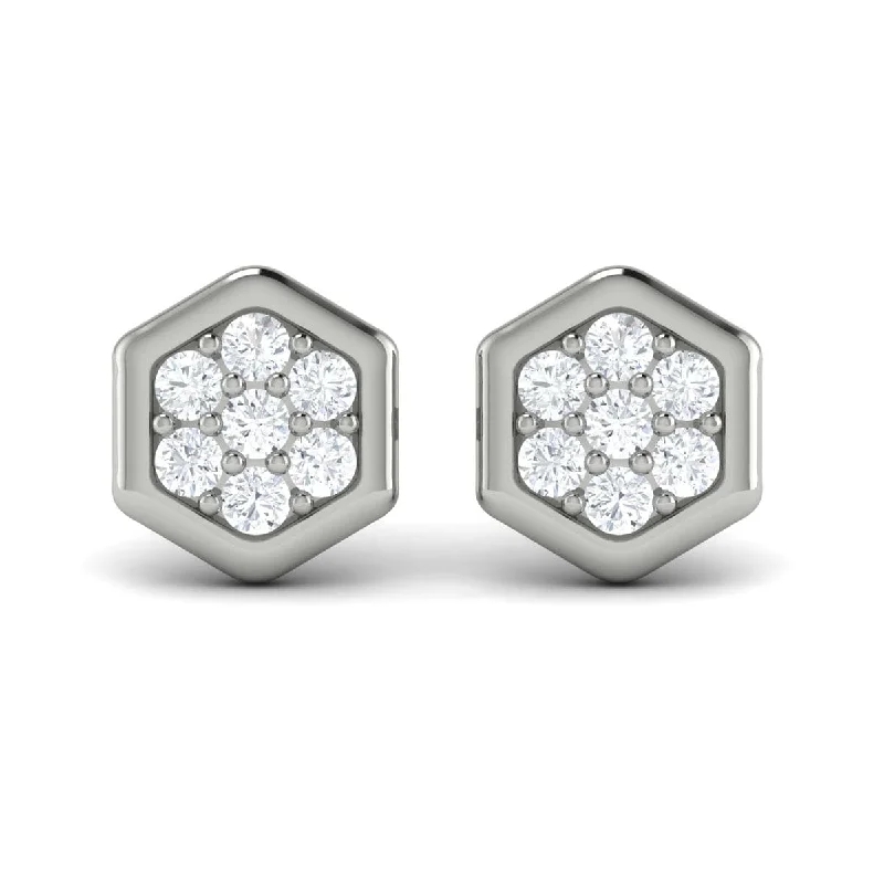 Stud Earrings with Filigree -Diamond Cluster Honeycomb Stud Earrings