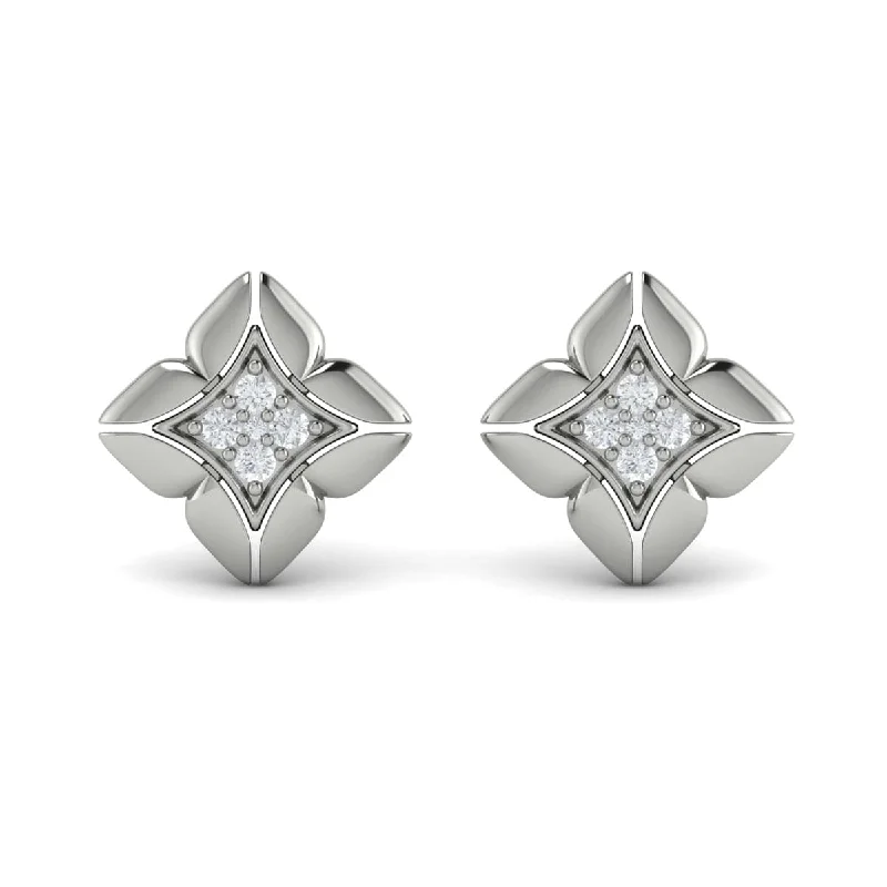 Stud Earrings with Animal Motifs -Diamond Cluster Floral Vlora Star Motif Stud Earrings